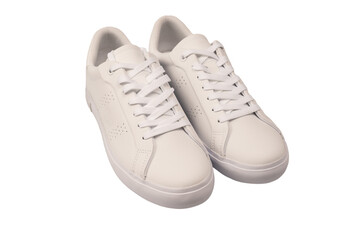 White leather sneakers isolated on white background.