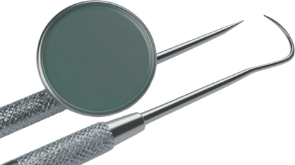 Dental Mirror and Explorer Tool for Oral Examination.