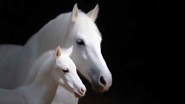 Explore the serene beauty of white horses in stunning footage. Ideal for nature lovers and art creators. Perfect for projects needing elegance. Generative AI