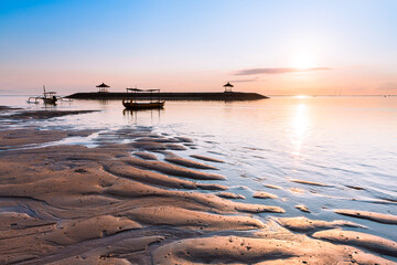 Scenic panorama of Sanur beach at sunrise, Bali, Indonesia