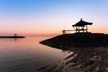 Scenic panorama of Sanur beach at sunrise, Bali, Indonesia