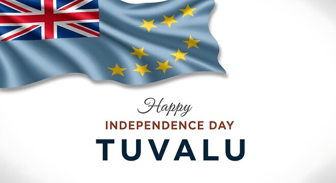 Happy independence day of tuvalu with flag isolated on white background