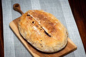 bread on a wooden board