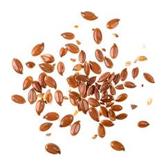 Obraz premium Scattered flax seeds on white background