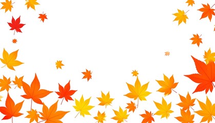 Autumn leaves scattered on white background