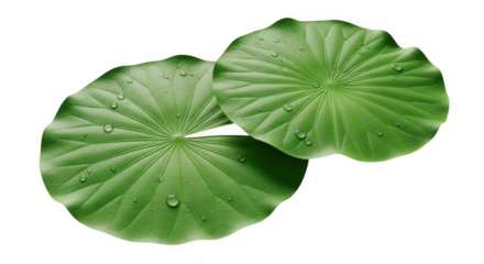 Green lotus leaves isolated on transparent background