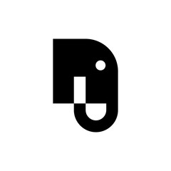elephant technology logo design outline