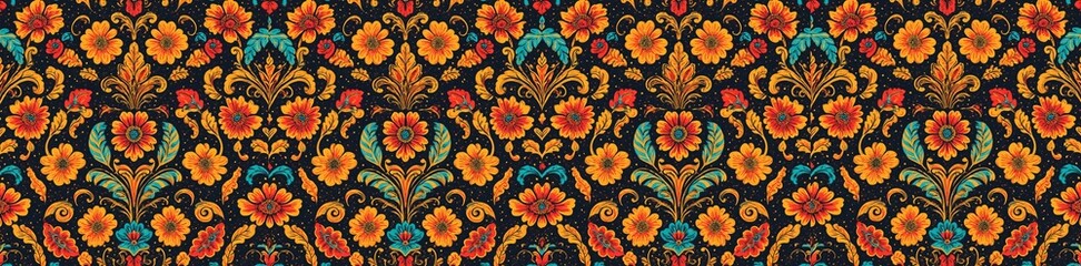 Vibrant Floral Baroque Pattern