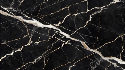 Black marble with white and gold veins image photo