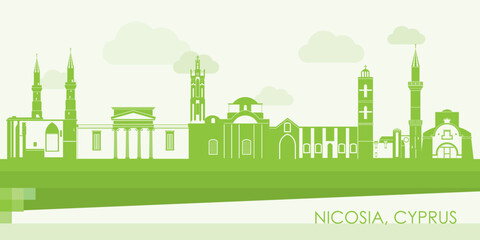 Fototapeta premium Green Skyline panorama of city of Nicosia, Cyprus - vector illustration