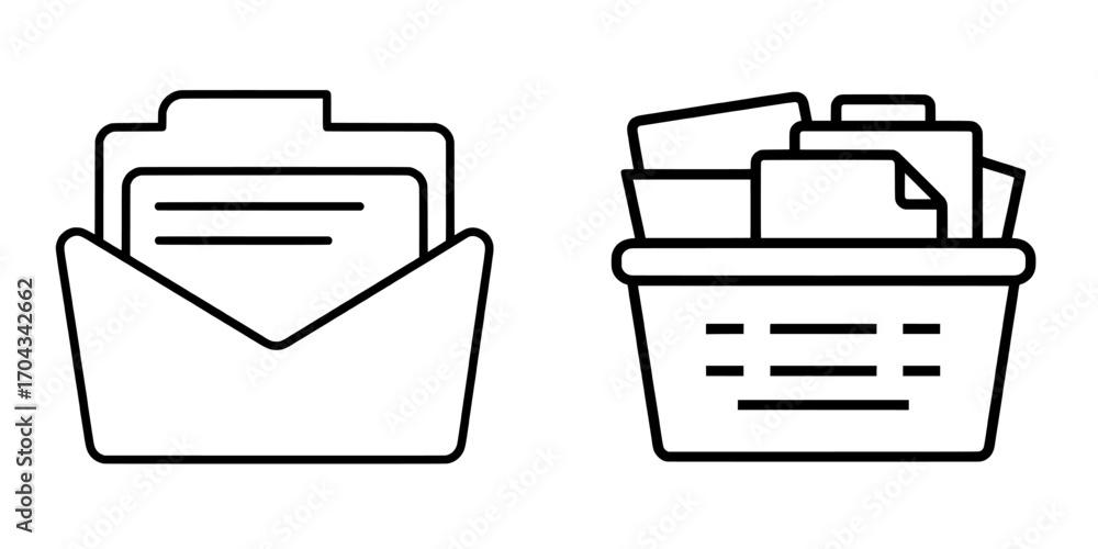 Poster folder icon in modern line design template appears in trendy flat style isolated on white background