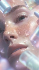 Fototapeta premium Glowing skin routine: Close-up of dewy skin