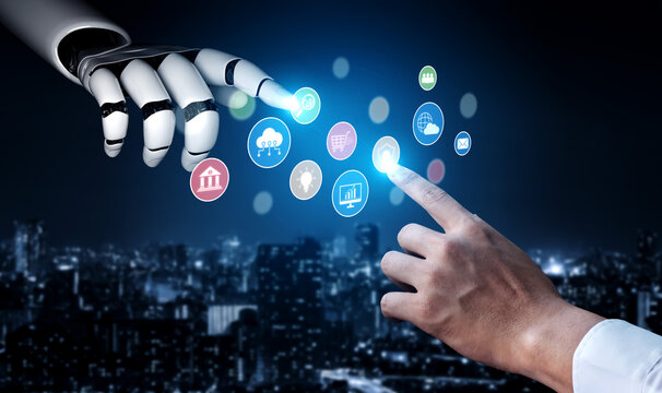 AI assists in organizing and visualizing a digital ecosystem of business icons to represent key services like finance, analytics, and secure cloud platforms in modern industries Vouch