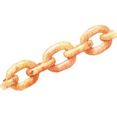 Obraz premium Watercolor painting of a rustic brown chain link, cut out
