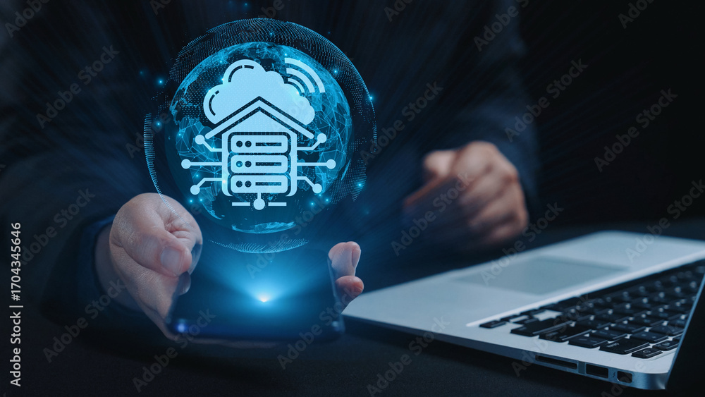 Poster cloud computing, cloud strategy, and cloud technology transforming digital infrastructure with scala