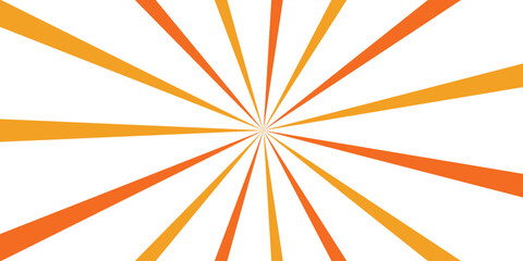 Vibrant Orange and Yellow Sunburst Rays Bursting Outward from Center on White Background Dynamic Radial Pattern for Graphic Design and Branding