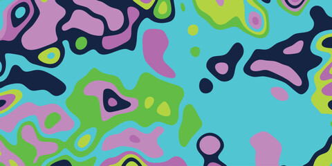 Vibrant Abstract Organic Shapes Pattern in Teal Blue Green Pink and Navy for Modern Playful Designs and Textile Prints