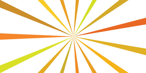 Warm Yellow and Orange Gradient Sunburst Rays Bursting Outward from Center on White Background Abstract Radial Pattern for Graphic Design and Branding
