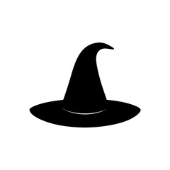 Simple black witch's hat on transparent background silhouette
