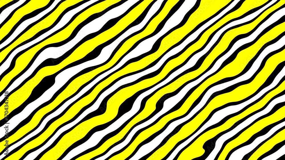 Poster wavy lines pattern animation in yellow white and black colors