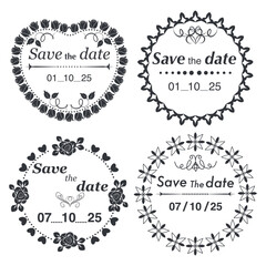 Text wedding date in decorative classic frame