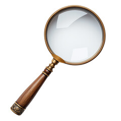 Magnifier Glass Isolated on Transparent Background, Optical Lens Magnifier Isolated, Classic Handheld Magnifying Glass Isolated