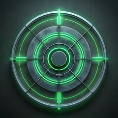 Precision targeting with futuristic neon green crosshairs and concentric circles on dark background