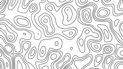Abstract black and white topographic contour lines pattern background