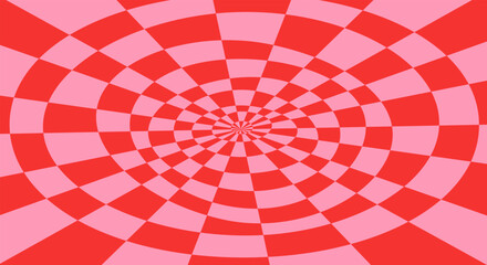Checkerboard Optical Illusion Red and Pink background