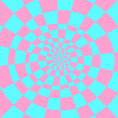 Checkerboard Optical Illusion Blue Pink background