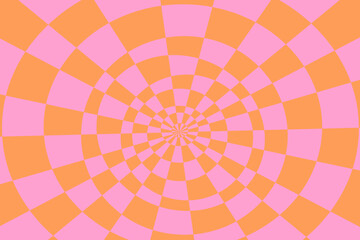 Checkerboard Optical Illusion Orange Pink background