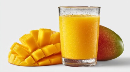 Verre de jus de mangue frais et fruit exotique