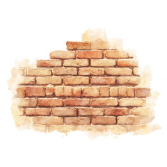 Obraz premium Vintage brick wall with worn edges and rustic texture, cut out