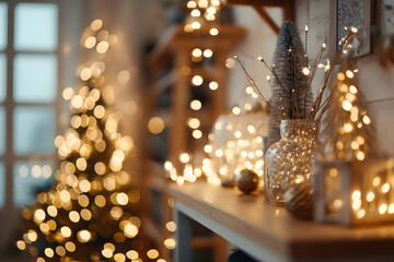 Fototapeta premium Blurred view of stylish Christmas room interior