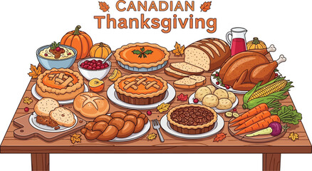 Canadian thanksgiving day feast with traditional dishes celebrating harvest and gratitude