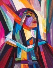 Colorful abstract portrait of a woman