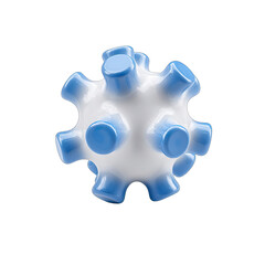 3D sphere with light blue protrusions.  White center, light blue edges.  Geometric design