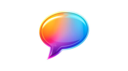 Vibrant glossy multicolored speech bubble with a smooth gradient on a transparent background