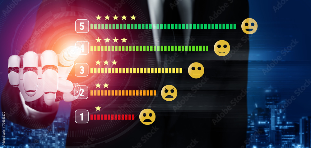 Aufkleber an ai system for analyzing customer satisfaction feedback and five star ratings. measuring user expe
