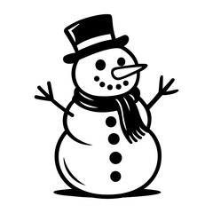 Snowman with Hat and Scarf – Winter Holiday Vector Illustration