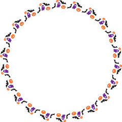 Spooky Halloween Frame with Bats, Pumpkins, and Ghosts – Festive Border Design for Invitations and Decorations