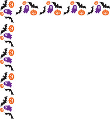 Spooky Halloween Frame with Bats, Pumpkins, and Ghosts – Festive Border Design for Invitations and Decorations