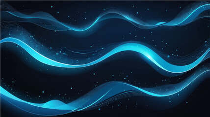Abstract blue wave background with glowing light and modern design pattern