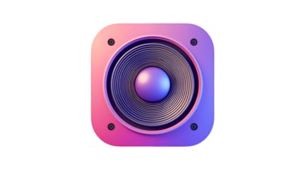 Vibrant 3d rendered speaker icon with gradient lighting on transparent background