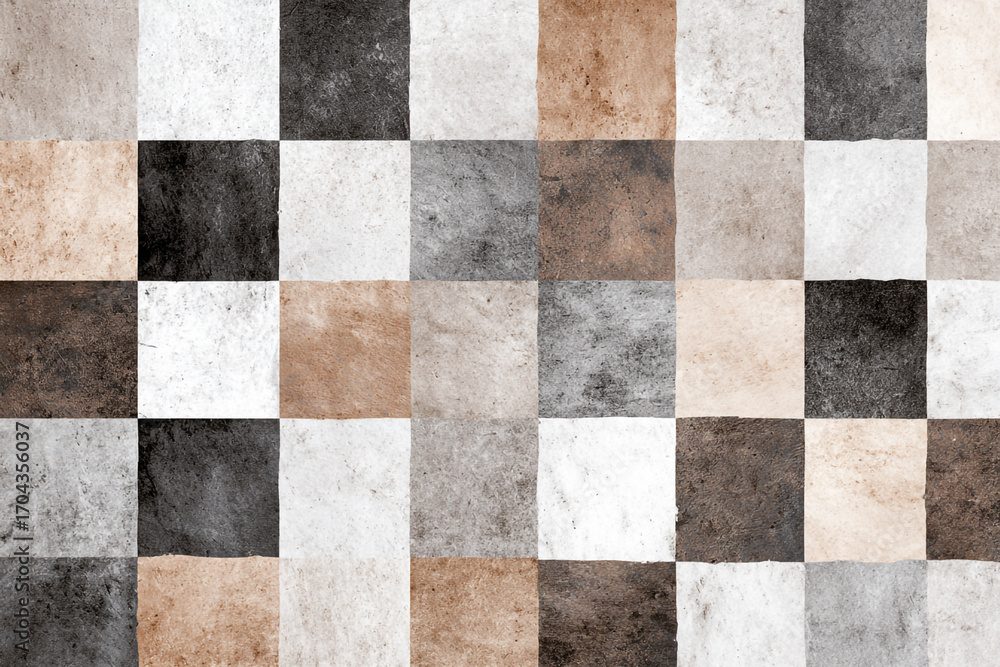 Aufkleber abstract checkered pattern in neutral tones with textured squares