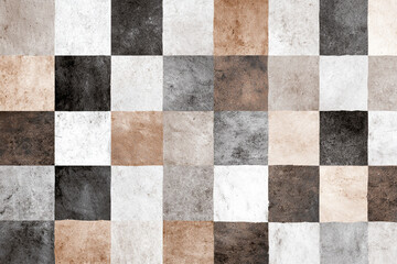 Abstract checkered pattern in neutral tones with textured squares