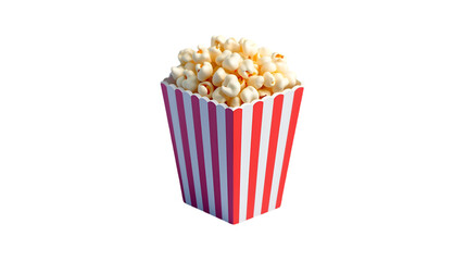 Classic red and white striped popcorn bucket overflowing with freshly popped kernels