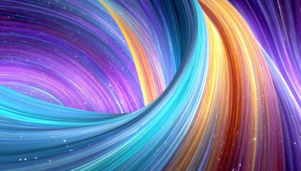 Fototapeta premium Colorful spiral with blue, orange, and yellow stripes. The colors are vibrant and the spiral appears to be moving