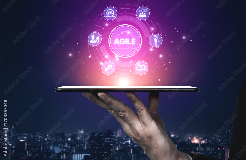 Aufkleber agile project management using teams and agile planning for agile development. agile enables flexibi