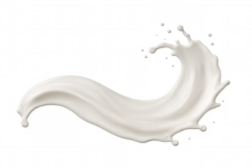 Creamy milk cascading, forming dynamic wave against transparent backdrop, ideal for packaging and branding visual concepts